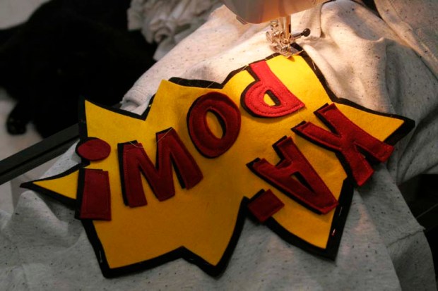 sewing comic book sweatshirt