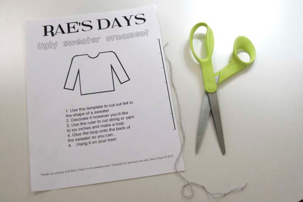 cutting string for ugly sweater ornaments