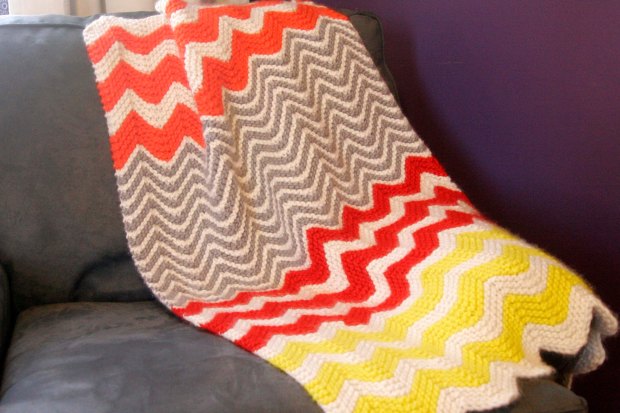 finished knitted baby blanket