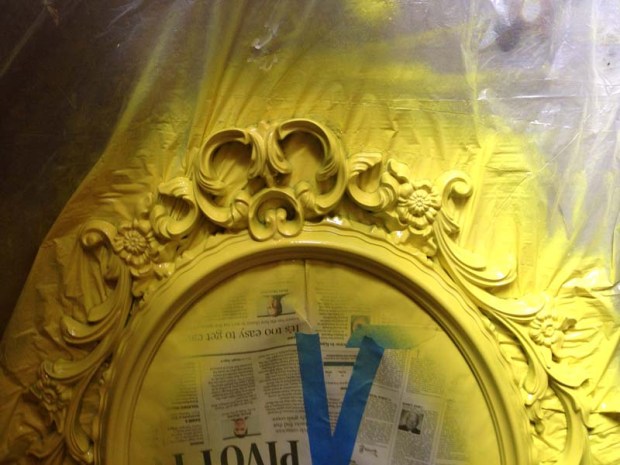 spray painted mirror