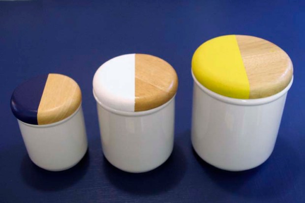 painted canister tops for the kitchen